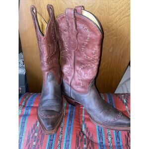 WOMEN Tony Lama VF3021 Vanquero Moka Sienna LEATHER WINGTIP COWBOY BOOTS 6 1/2 B